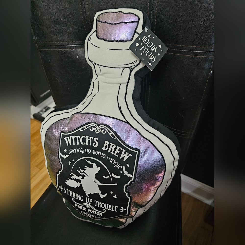 Halloween Hocus Pocus Witches Brew Potion Bottle Tonic Decor Pillow - Picture 8 of 13